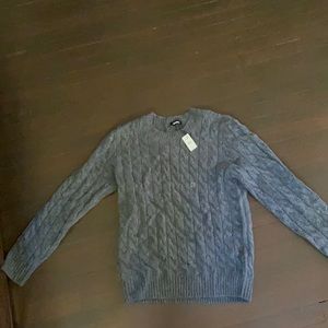 COZY BLOCKED CABLE KNIT CREW NECK SWEATER